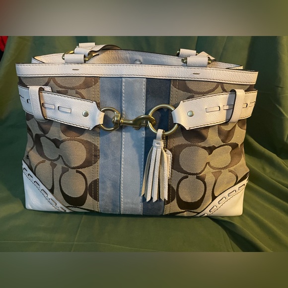 COACH SIGNATURE HAMPTON JACQUARD SUEDE STRIPE - Picture 3 of 13